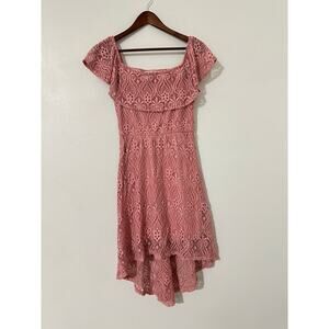 Almost Famous Off-The Shoulder Asymmetrical Lace Dress sz Medium